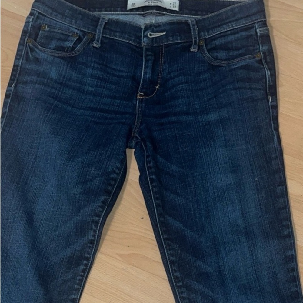 Abercrombie & Fitch Blue Skinny Jeans with Faded Detailing